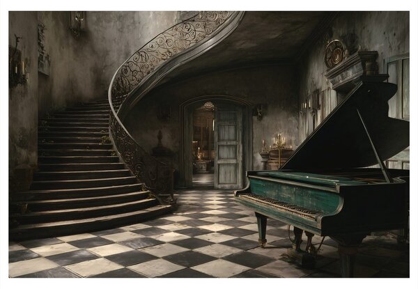 Quadro su tela – Pianoforte antico in dimora misteriosa
