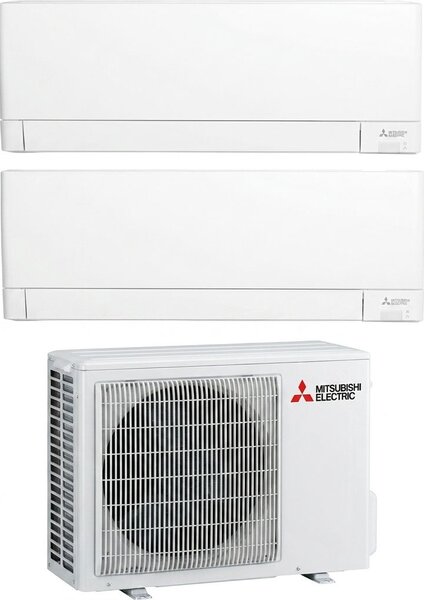 MITSUBISHI Climatizzatore Dual Split Inverter 9000+12000 Btu Condizionatore con Pompa di calore Classe A++/A+ Gas R32 WIFI (Unit Interna + Unit E