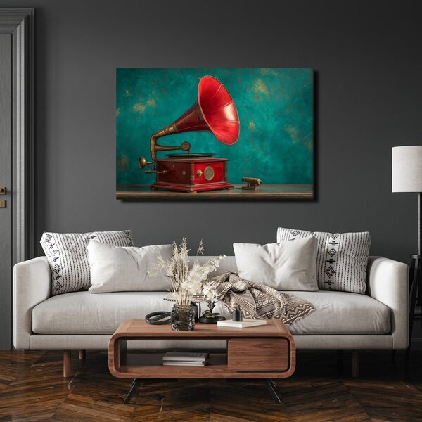 Quadro su tela – Grammofono storico in interni