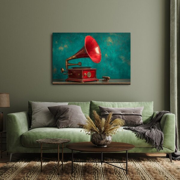 Quadro su tela – Grammofono storico in interni
