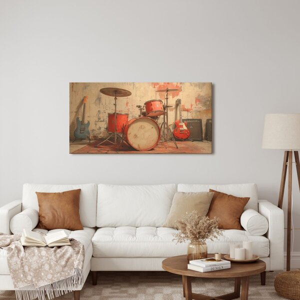 Quadro su tela – Strumenti musicali in sala prove