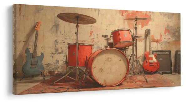 Quadro su tela – Strumenti musicali in sala prove