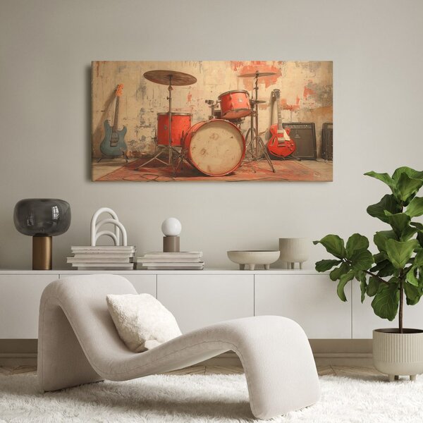 Quadro su tela – Strumenti musicali in sala prove