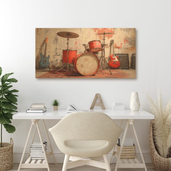 Quadro su tela – Strumenti musicali in sala prove