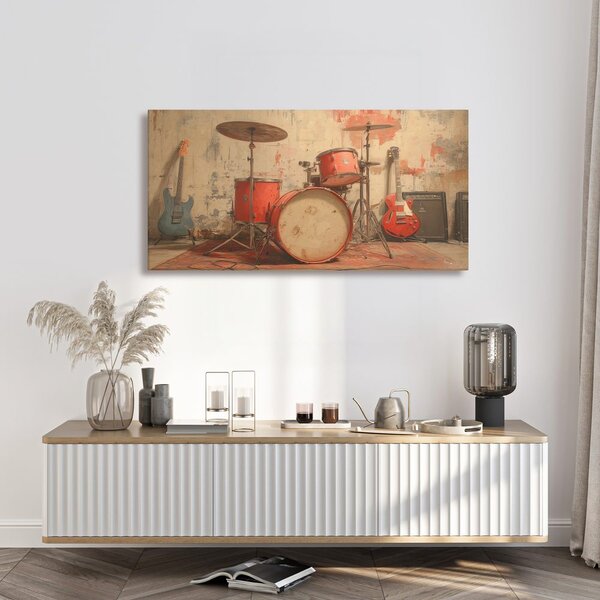 Quadro su tela – Strumenti musicali in sala prove