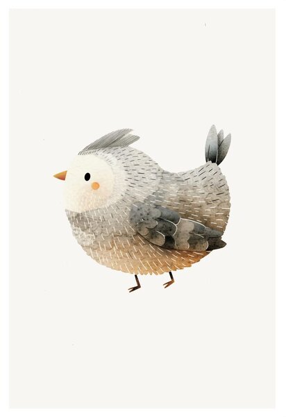 Quadro su tela – Uccellino grigio adorabile