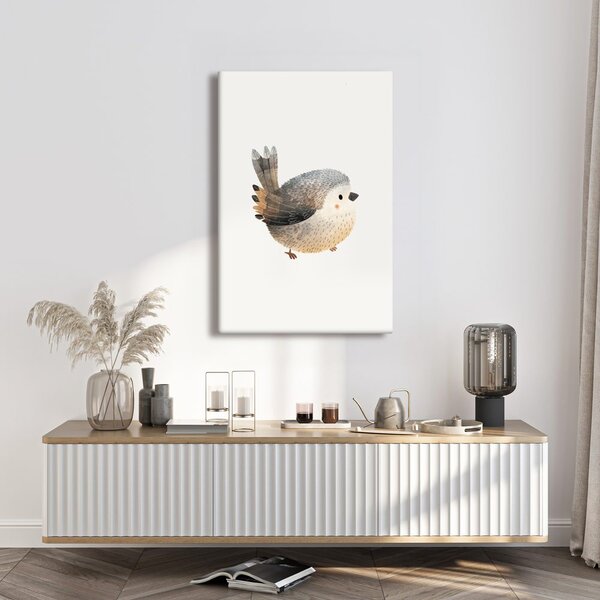 Quadro su tela – Uccellino carino in tonalità pastello