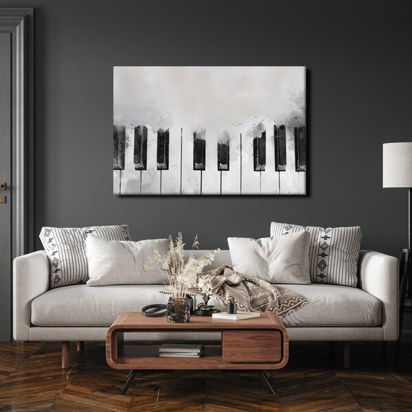 Quadro su tela – Tasti del pianoforte in bianco e nero