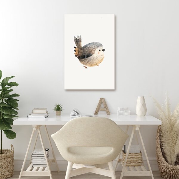 Quadro su tela – Uccellino carino in tonalità pastello
