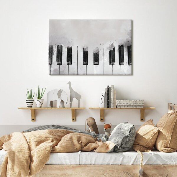 Quadro su tela – Tasti del pianoforte in bianco e nero