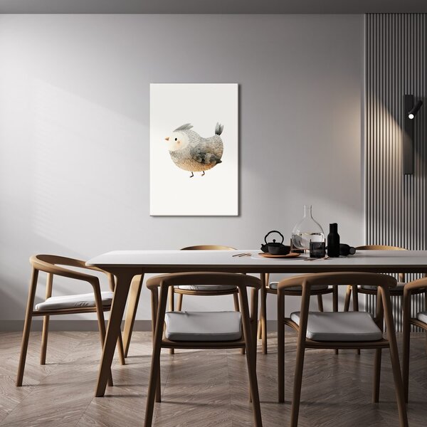 Quadro su tela – Uccellino grigio adorabile
