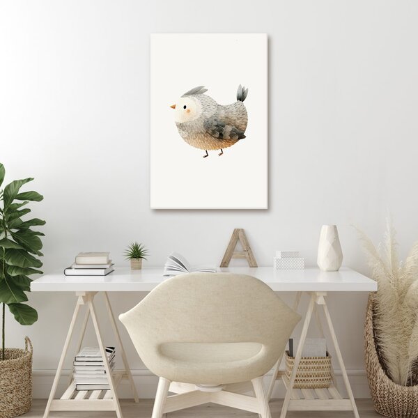 Quadro su tela – Uccellino grigio adorabile