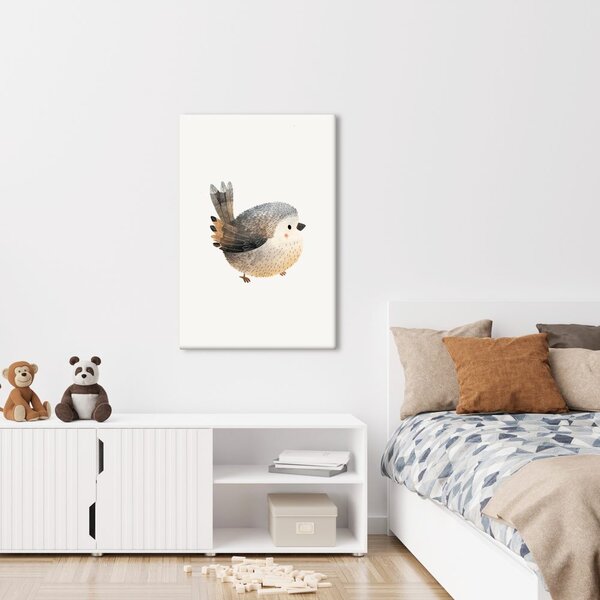 Quadro su tela – Uccellino carino in tonalità pastello