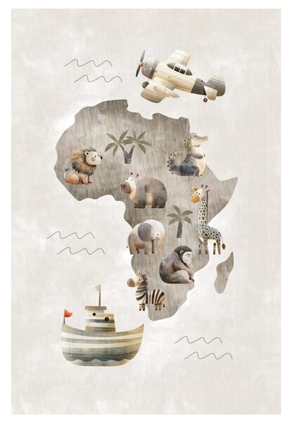 Quadro su tela – Animali africani e aereo