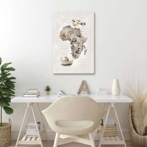 Quadro su tela – Animali africani e aereo