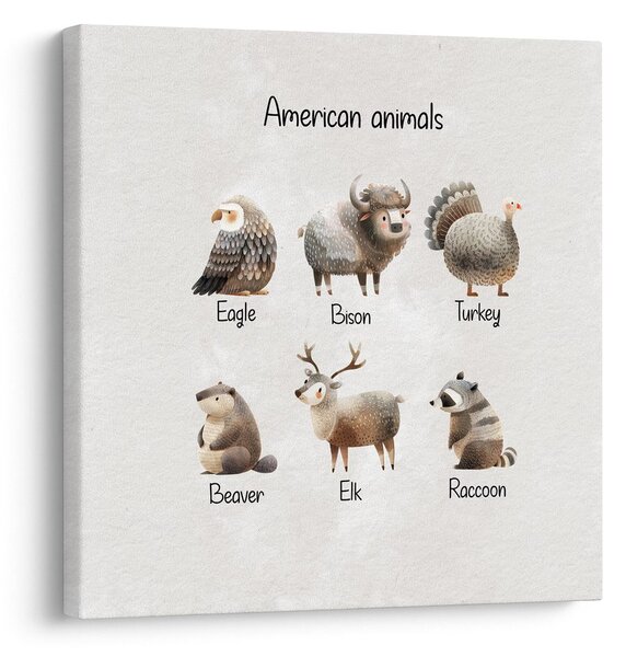 Quadro su tela – Illustrazione di animali americani