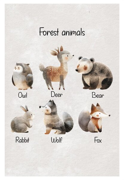 Quadro su tela – Animali del bosco in illustrazione