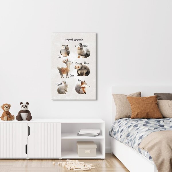 Quadro su tela – Illustrazione di animali del bosco