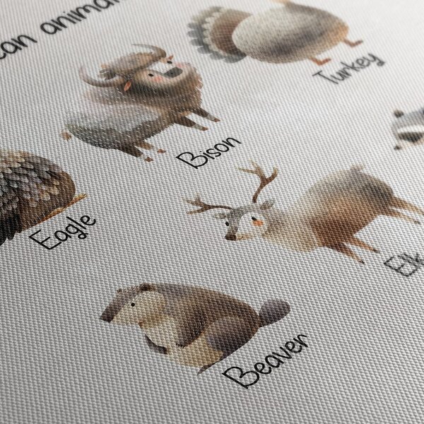 Quadro su tela – Illustrazione di animali americani