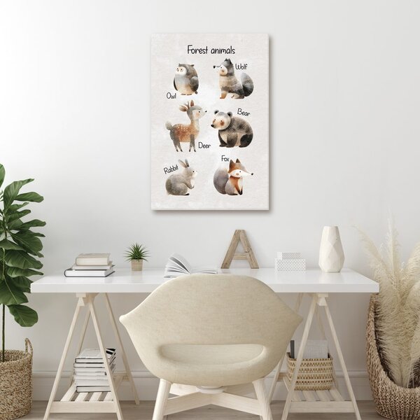 Quadro su tela – Illustrazione di animali del bosco