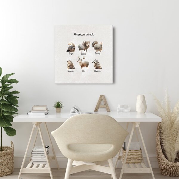 Quadro su tela – Illustrazione di animali americani
