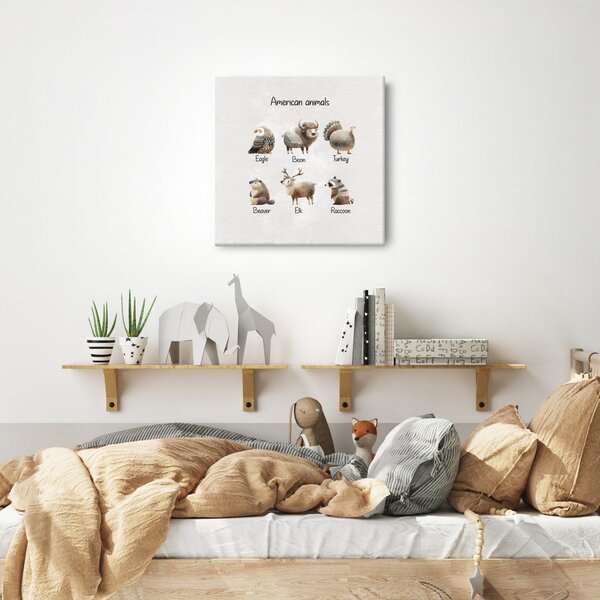 Quadro su tela – Illustrazione di animali americani