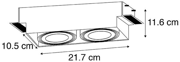 Set di 6 faretti incassati neri GU10 AR70 senza cornice 2 luci - Oneon