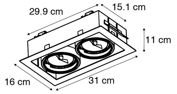 Faretto da incasso nero AR111 orientabile a 2 luci - ONEON