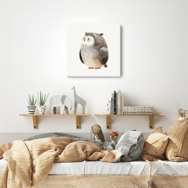 Quadro su tela – Gufo con piume delicate