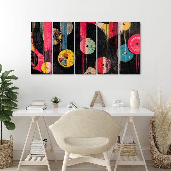 Quadri 5 pezzi – Dischi in vinile retrò