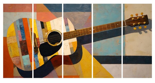 Quadri 5 pezzi – Chitarra acustica colorata