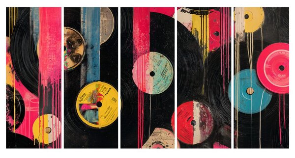 Quadri 5 pezzi – Dischi in vinile retrò