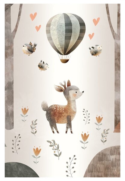 Quadro su tela – Cervo e amici della foresta