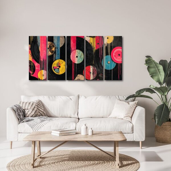 Quadri 5 pezzi – Dischi in vinile retrò