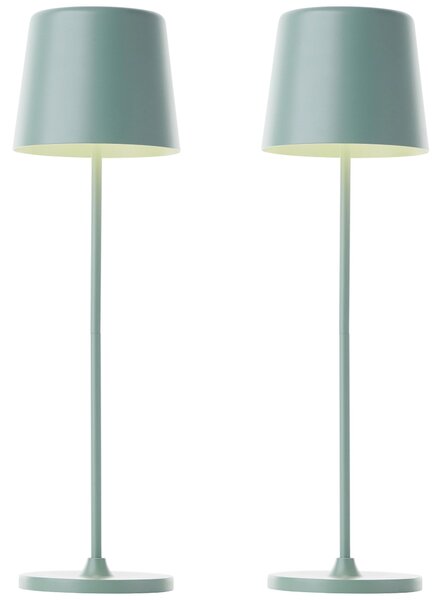 BRILLIANT Lampada da tavolo ricaricabile a LED Kaami, 2 W, 310 lm, 3000 K, verde iceberg, set da 2