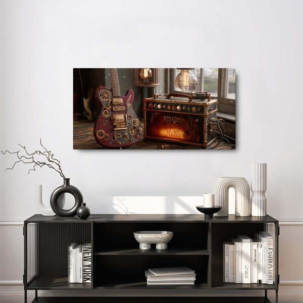 Quadro su tela – Chitarra vintage con amplificatore