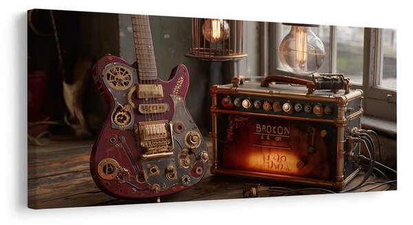 Quadro su tela – Chitarra vintage con amplificatore