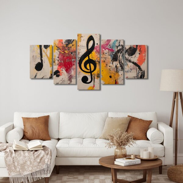 Quadri 5 pezzi – Astrazione musicale nei colori vivaci