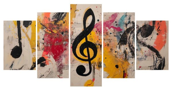Quadri 5 pezzi – Astrazione musicale nei colori vivaci