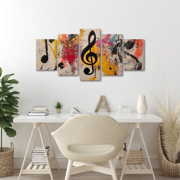 Quadri 5 pezzi – Astrazione musicale nei colori vivaci