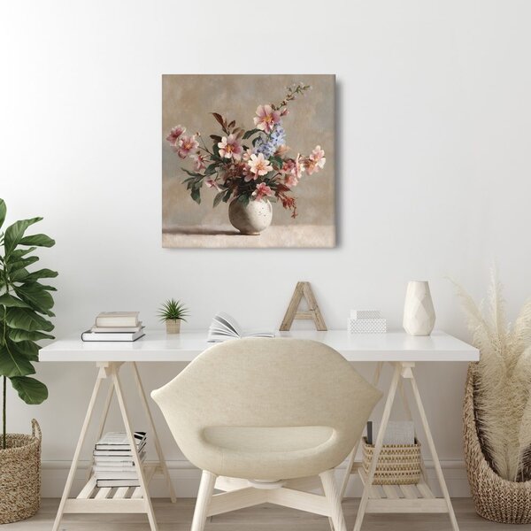 Quadro su tela – Fiori delicati in vaso rustico