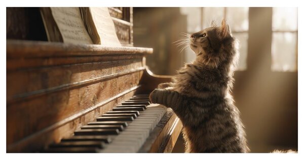 Quadro su tela – Gatto al pianoforte