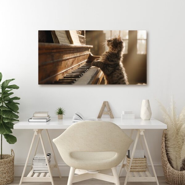 Quadro su tela – Gatto al pianoforte