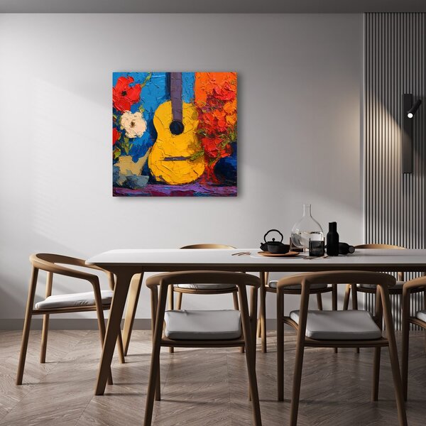 Quadro su tela – Chitarra con composizione floreale