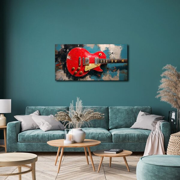 Quadro su tela – Chitarra elettrica in rosso
