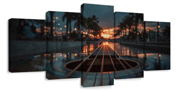 Quadri 5 pezzi – Chitarra al tramonto