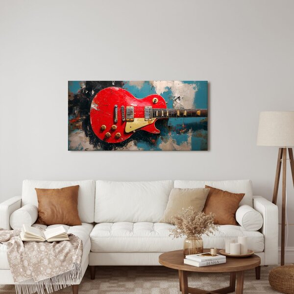 Quadro su tela – Chitarra elettrica in rosso