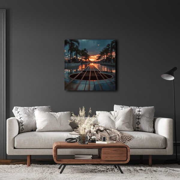 Quadro su tela – Chitarra al bagliore della città