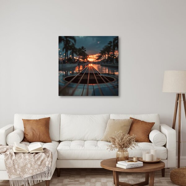 Quadro su tela – Chitarra al bagliore della città