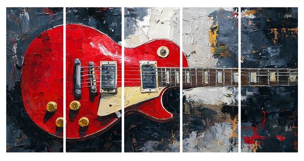 Quadri 5 pezzi – Chitarre rosse nell'arte